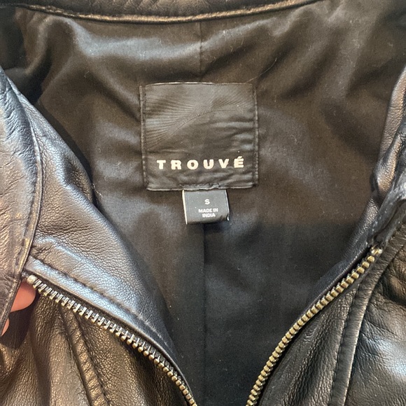 Trouve Quilted Leather & Houndstooth Moto Jacket Size Small - Picture 7 of 14